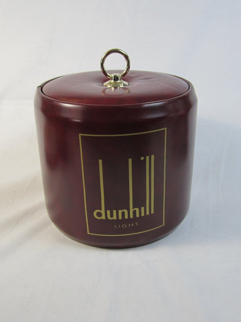 Vintage 70's Dunhill Light Tobacco Faux Leather Padded Burgundy Ice Bucket